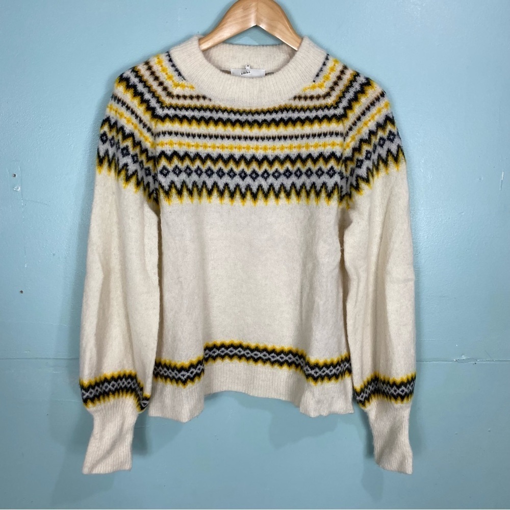 Just Female Svan Knit Yellow Alpaca Pullover Fairisle Nordic Sz M